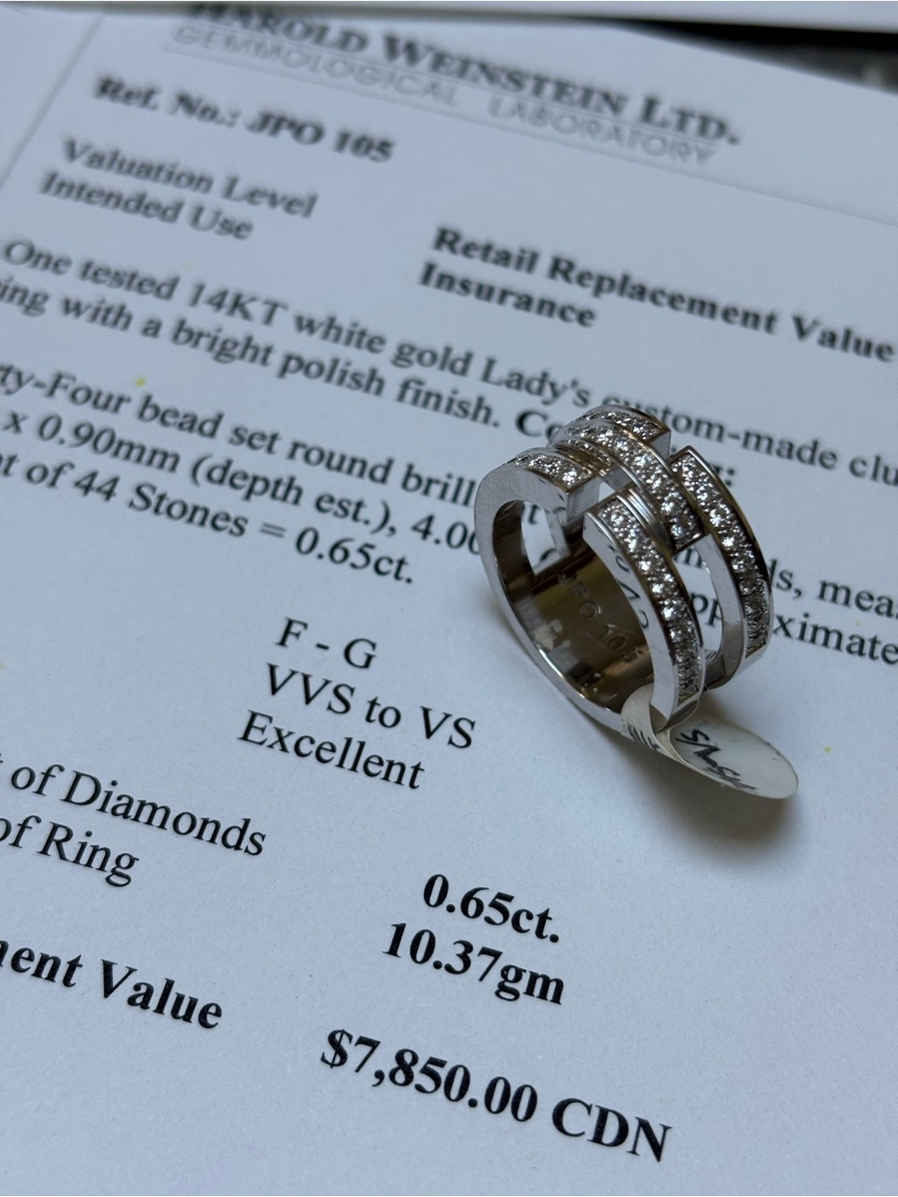 14KT White Gold and 44 Round Diamond Ring